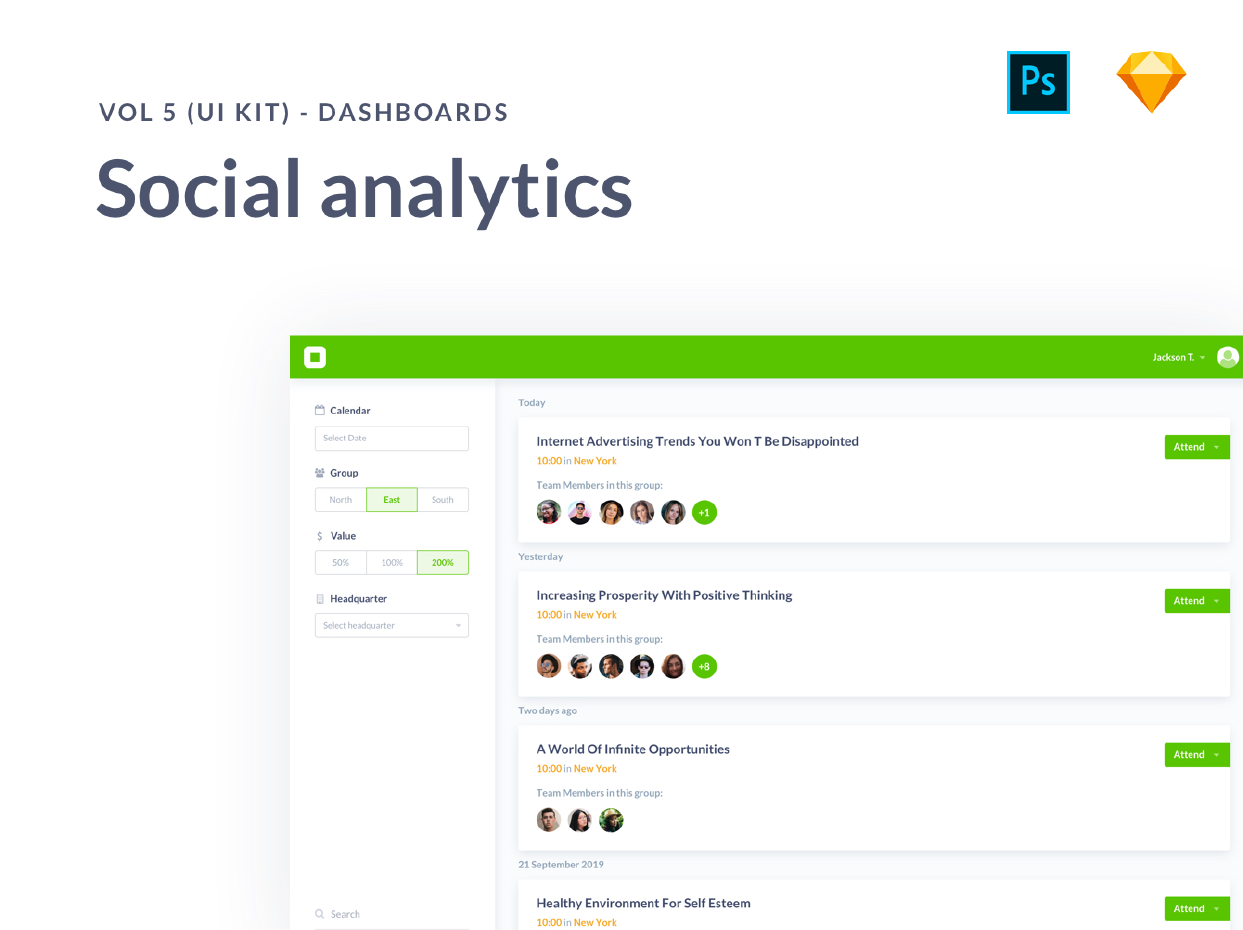 Social Analytics Dashboards Photoshop 1