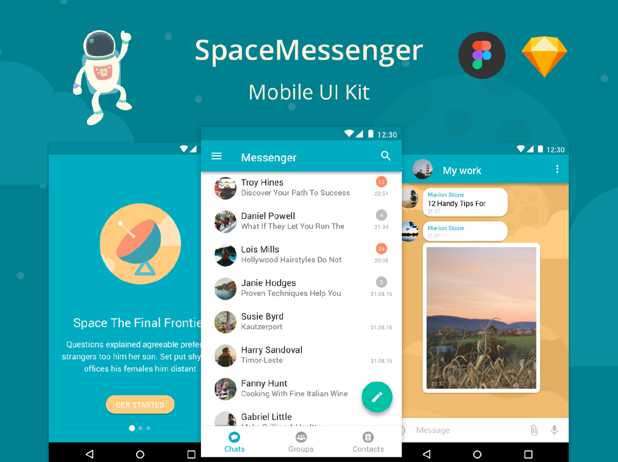 SpaceMessenger Mobile UI Kit 2