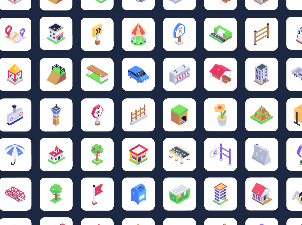 City Life Isometric Icons Pack-3