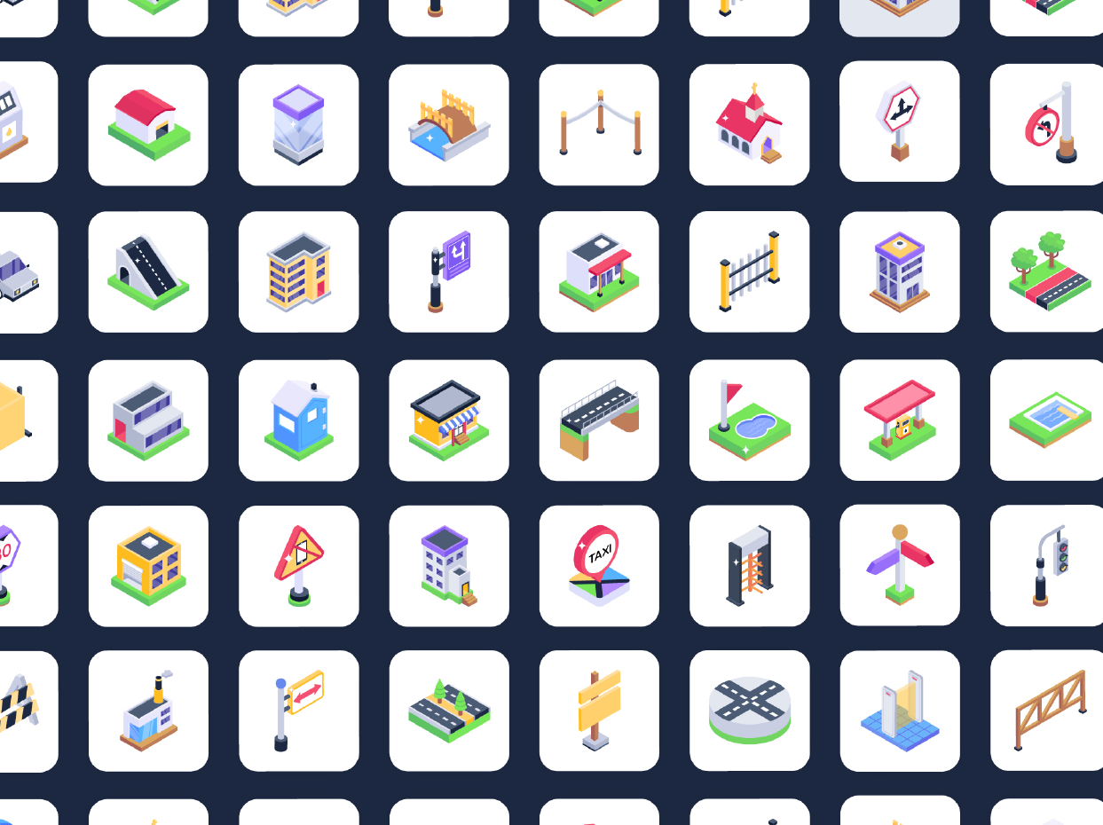City Life Isometric Icons Pack-4